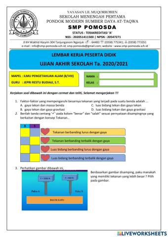 PAS SEMESTER 2 (GETARAN, TEKANAN, PERNAPASAN, EKSRESI)