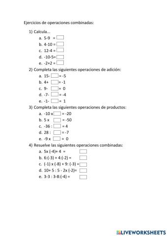 Operaciones combinadas