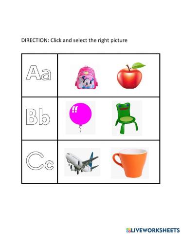 Alphabets- Aa, Bb ,Cc