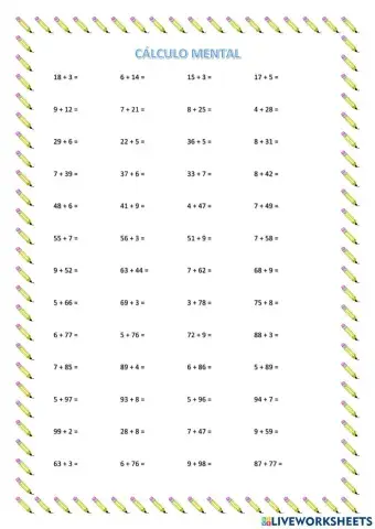 Cálculo mental: suma de decenas incompletas-1