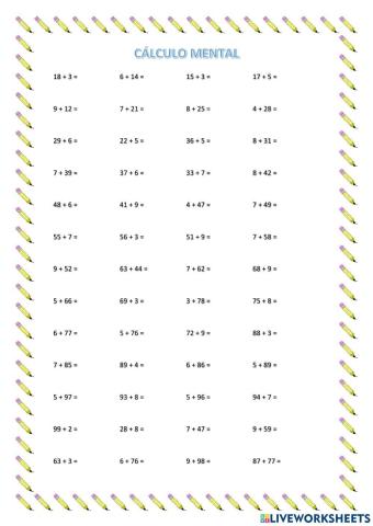Cálculo mental: suma de decenas incompletas-1
