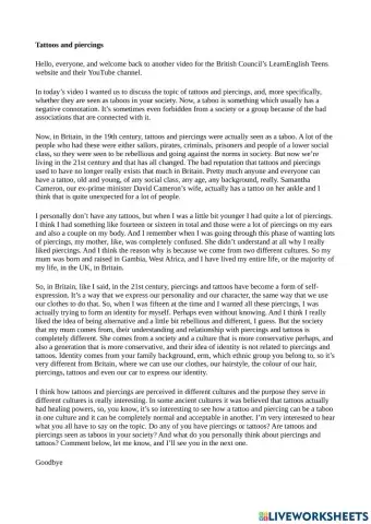 Tattoos and piercings