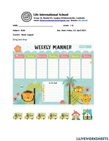 Calendar Weekly Schedule
