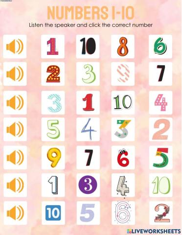 Numbers 1-10 with listening