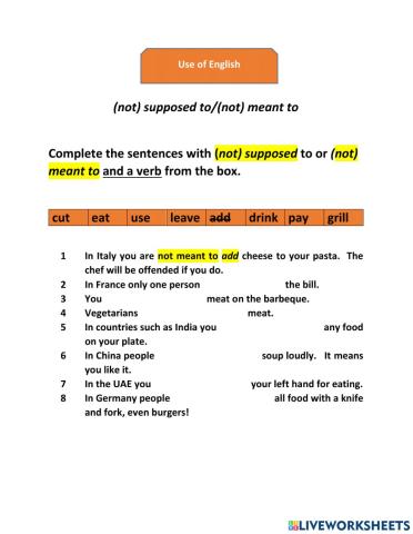 Meant to supposed to