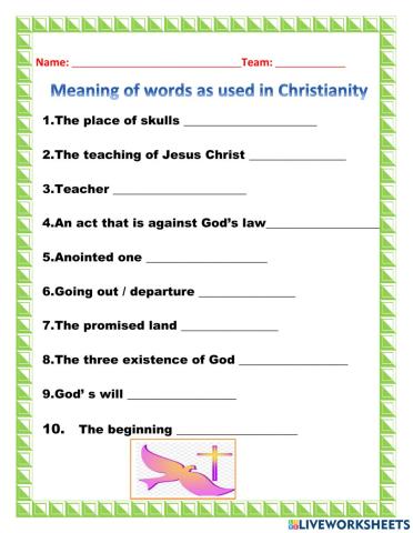 Christian words and meanings