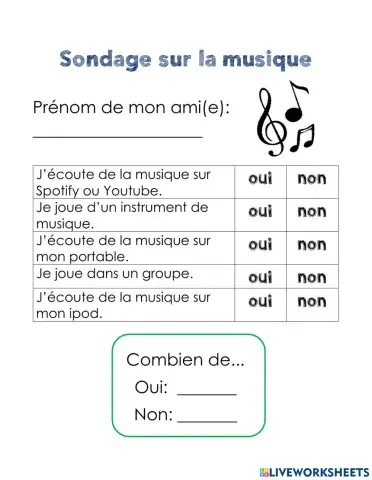 Sondage sur la musique