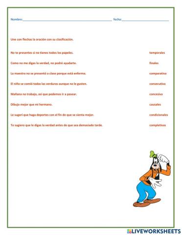 Clasificación subordinadas