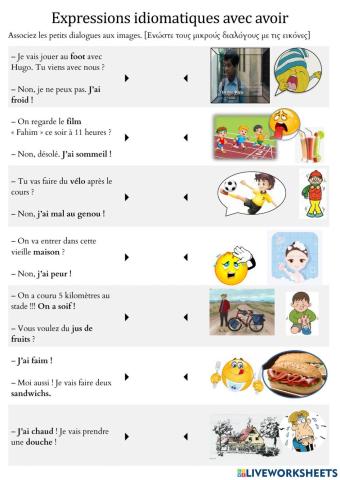 Expressions idiomatiques avec avoir