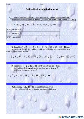 Zatitzaileak eta biderketak