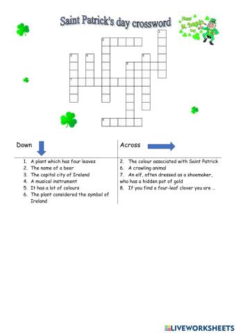 Saint Patrick's Day crossword