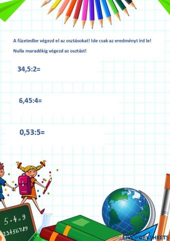 Tizedestörtek osztása