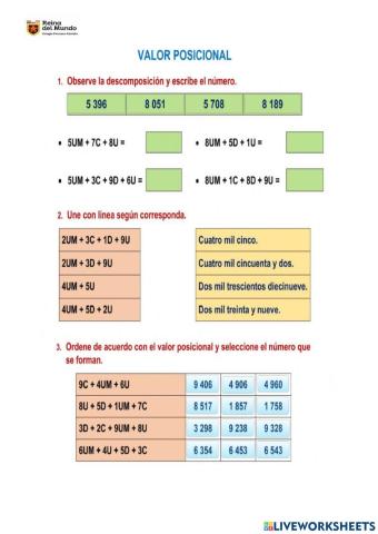 Valor posicional de los números - K3