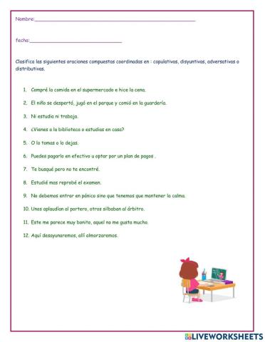 Oraciones compuestas coordinadas