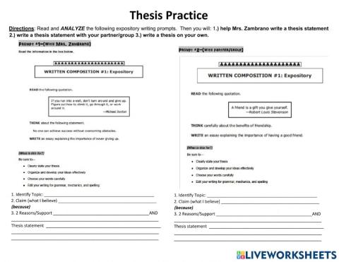 Thesis Statement Assessment