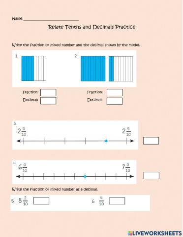 Relate tenths to decimals
