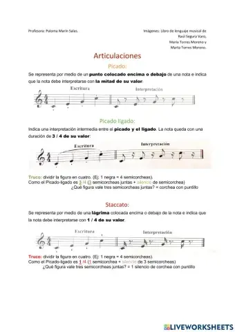 Lenguaje musical: Articulaciones