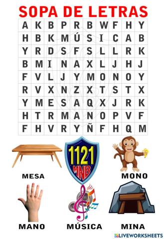 Sopa de letra  letra m