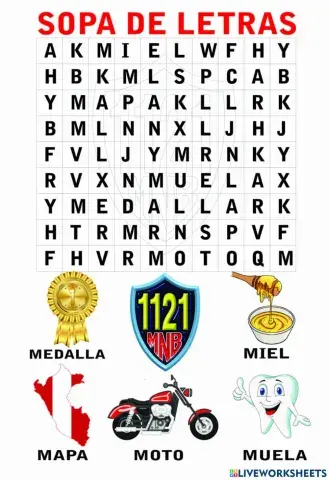 Sopa de letra  letra m1