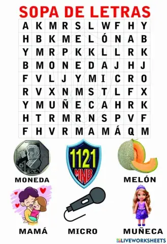 Sopa de letra  letra m2