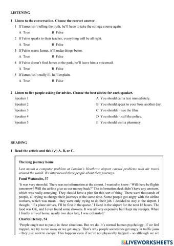Listening and reading test NEF