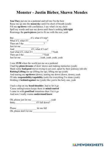 Song - MOnster - Shawn Mendes, Justin Bieber