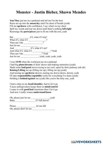 Song - MOnster - Shawn Mendes, Justin Bieber