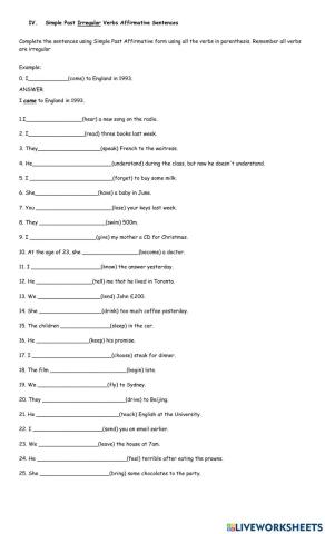 Simple Past Second Part