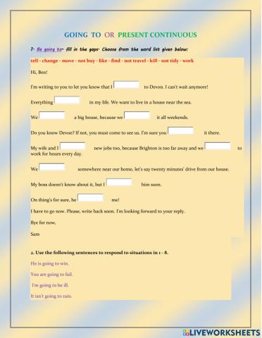 going to or present continuous