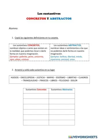 Sustantivos Concretos y Abstractos