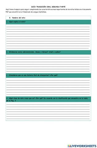 Tradición Oral y Mitología 2da Parte