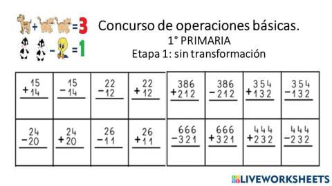 Sumas y restas primer grado