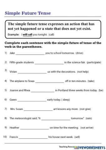 Simple Future-Tense Verb Activity