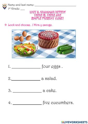 1st G. Unit 8. Grammar review. Practice activity