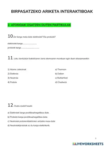 2.Atomoen partikulak eta eredu atomikoak
