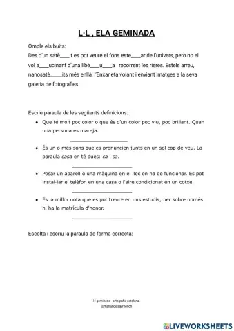 Ela geminada ortografia catalana