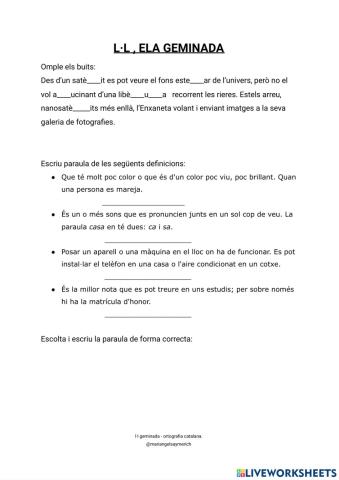 Ela geminada ortografia catalana