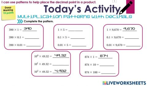 Multiplication with Decimals