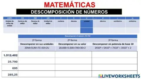 Descomposición de números
