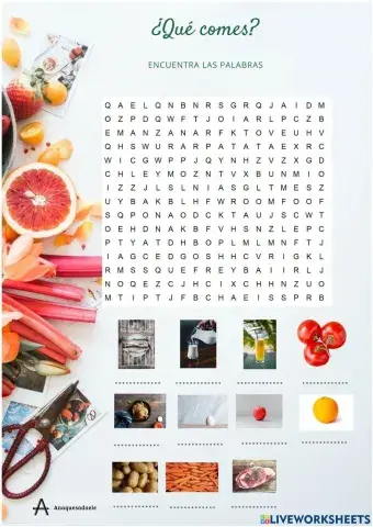 Sopa de letras alimentos