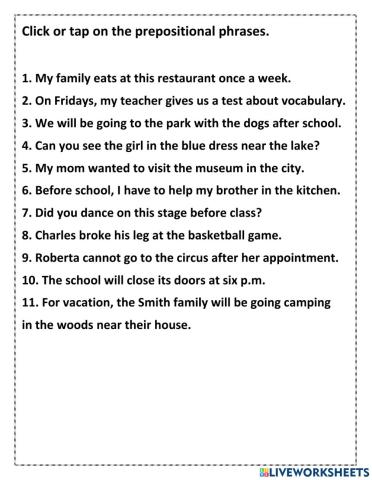 Prepositional Phrases