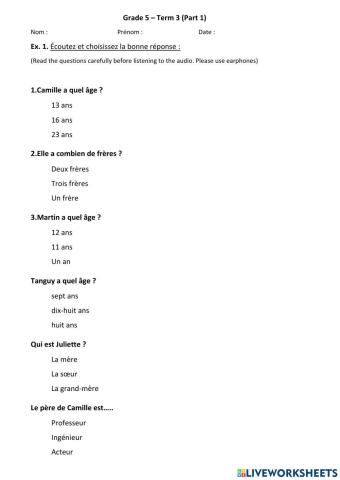 Camille présente sa famille