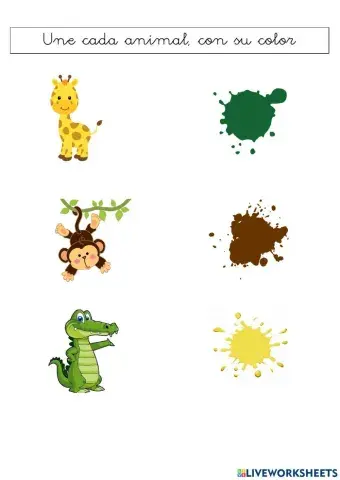 Une cada animal con su color correspondiente