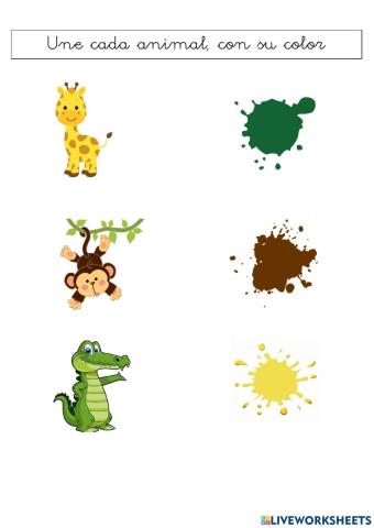 Une cada animal con su color correspondiente