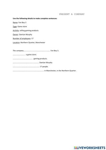 Presenting a company