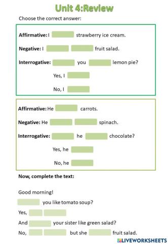 Food (likes and dislikes)