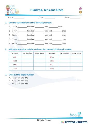 Math - Number sense worksheet