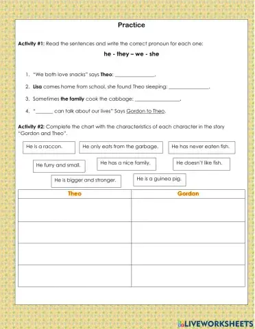 Reading comprehension -Theo and Gordon-2