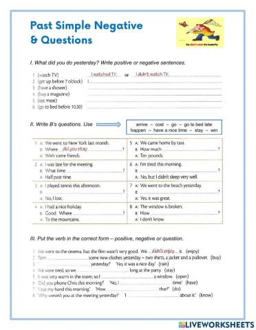 Past simple negative & questions