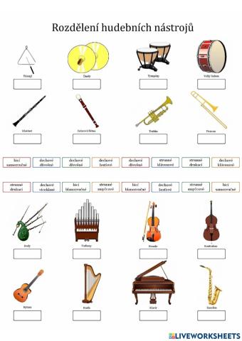 Rozdělení hudebních nástrojů 1